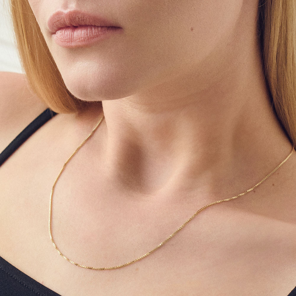 9ct Yellow Gold Solid Box Chain 18 inch