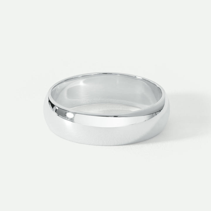 Classic 9ct White Gold D-Shape Wedding Band Ring - 5mm