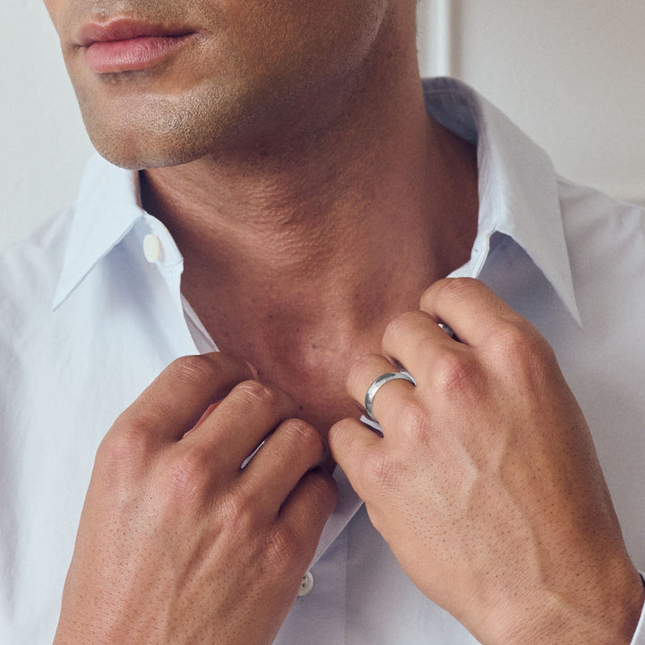 Classic 9ct White Gold D-Shape Wedding Band Ring - 5mm