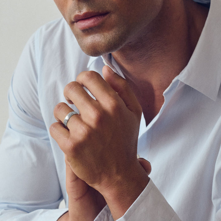 Classic 9ct White Gold D-Shape Wedding Band Ring - 5mm