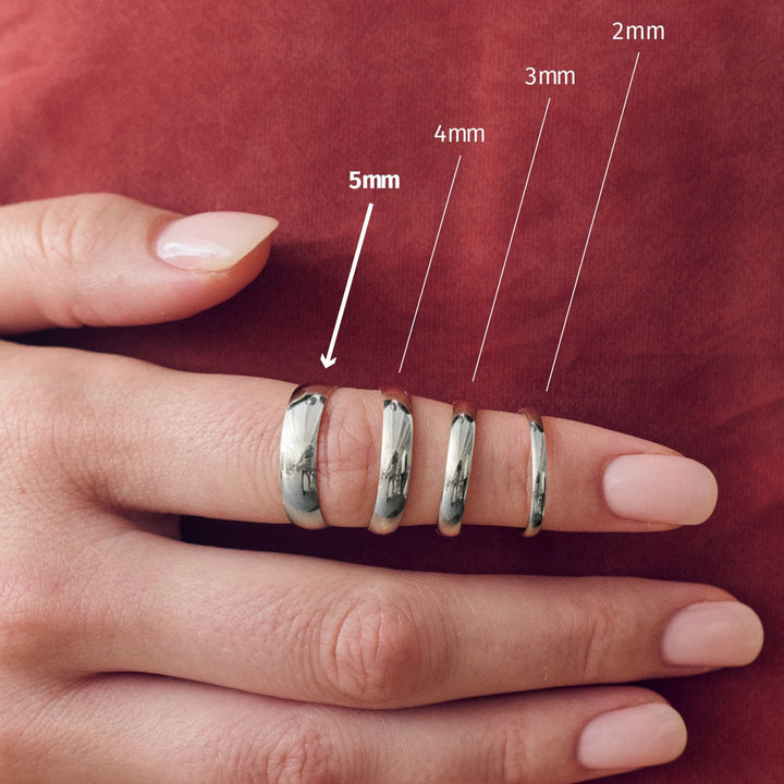 Classic 9ct White Gold D-Shape Wedding Band Ring - 5mm