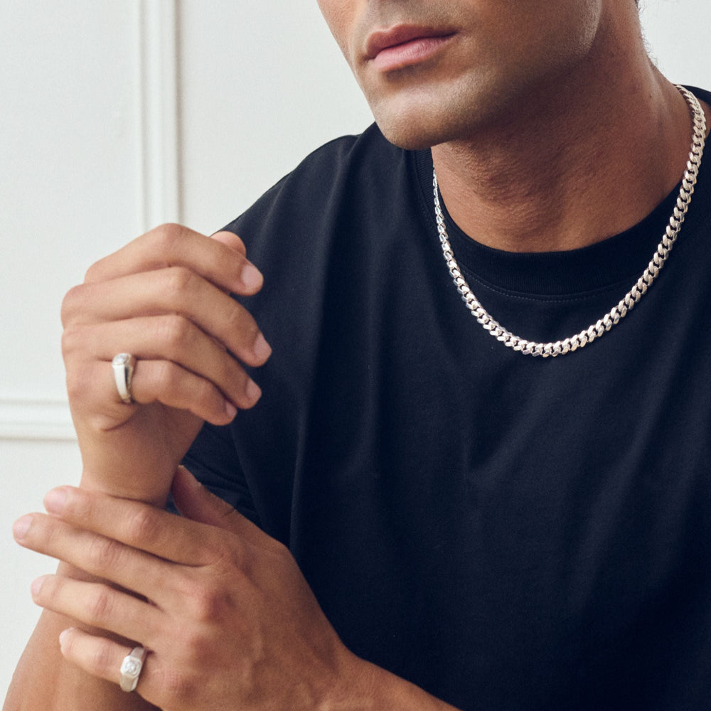 Sterling Silver Curb Chain Cuban (8mm) Necklace 22 inch