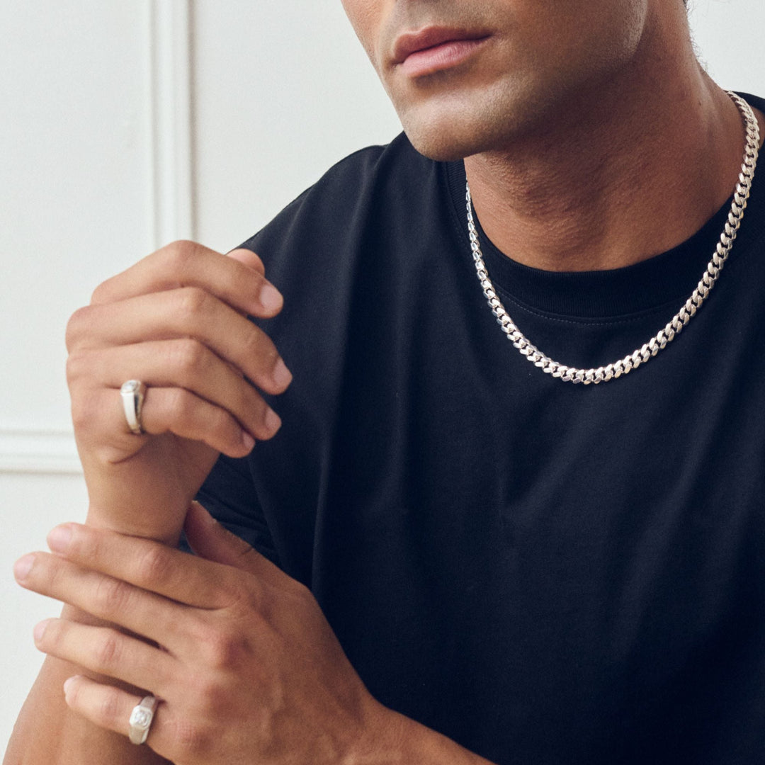 Sterling Silver Curb Chain Cuban (8mm) Necklace 22 inch