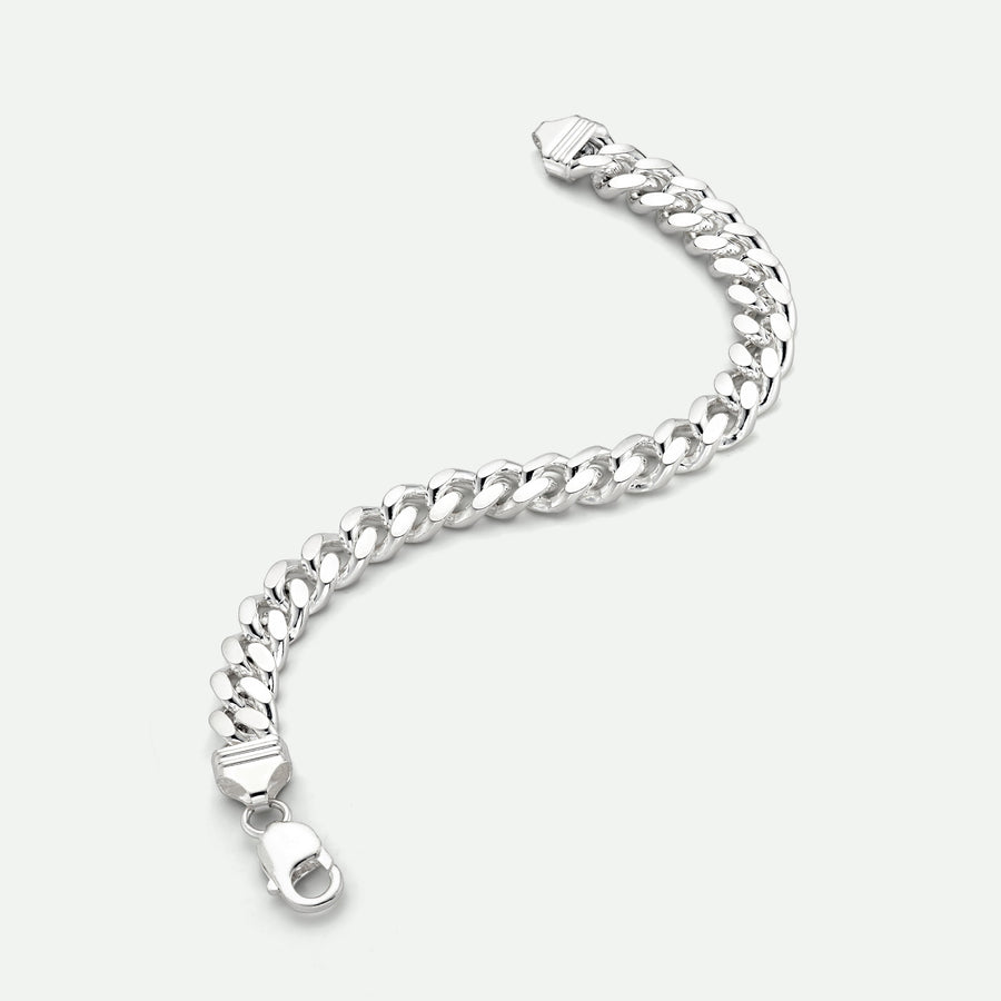 Sterling Silver Curb Chain Cuban (10.5mm) Bracelet 8.5 inch