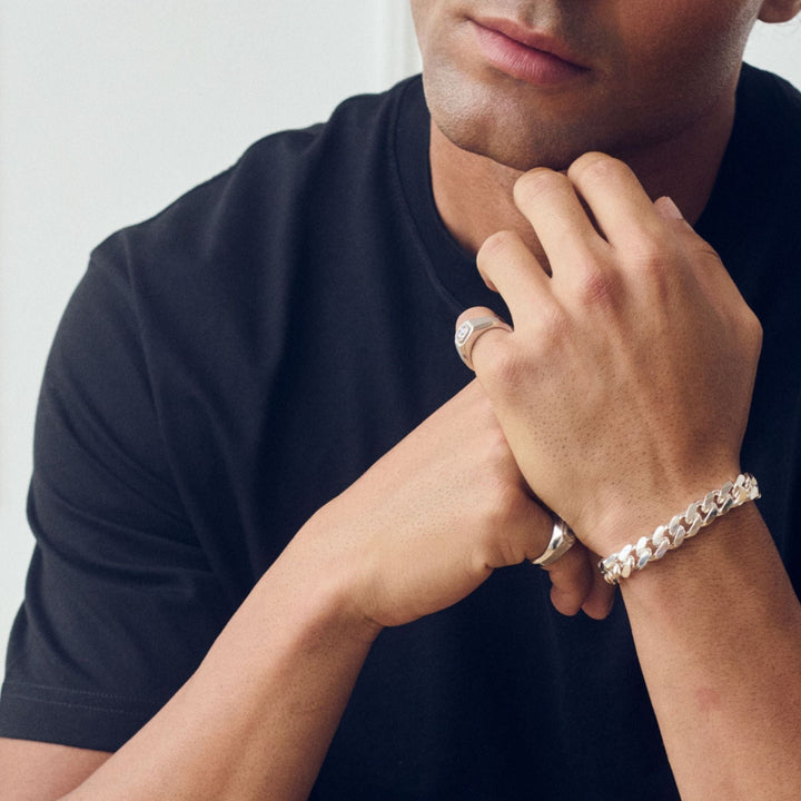 Sterling Silver Curb Chain Cuban (10.5mm) Bracelet 8.5 inch