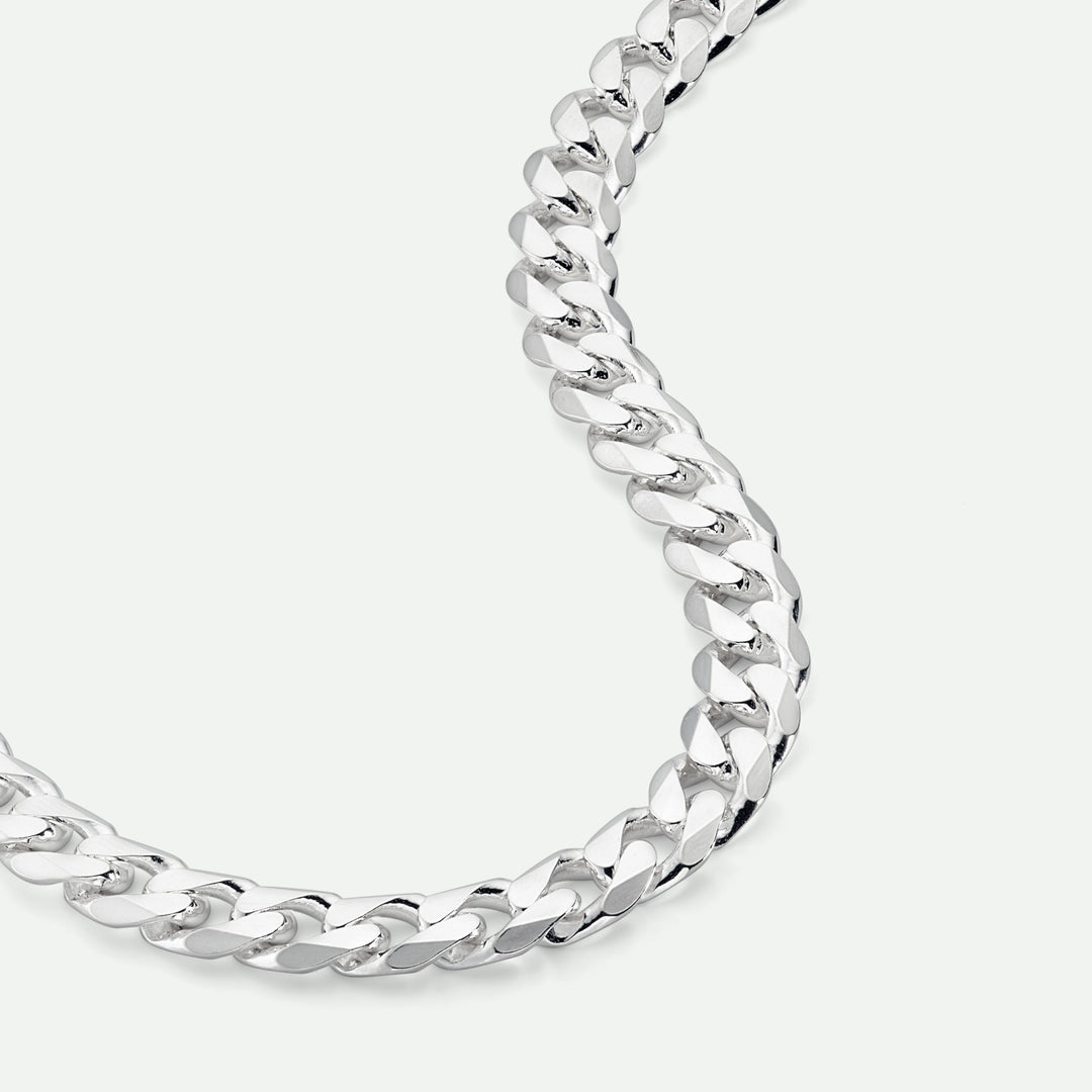 Sterling Silver Curb Chain (8mm) Necklace 22 inch
