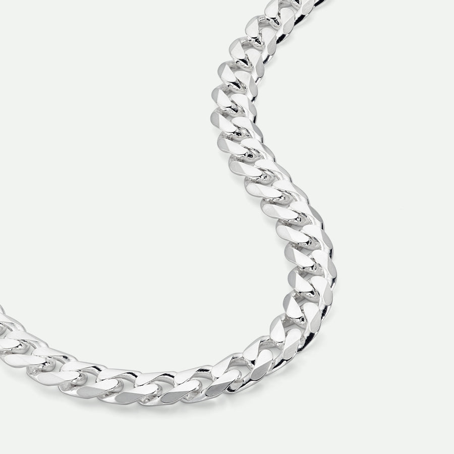 Sterling Silver Curb Chain (8mm) Necklace 22 inch