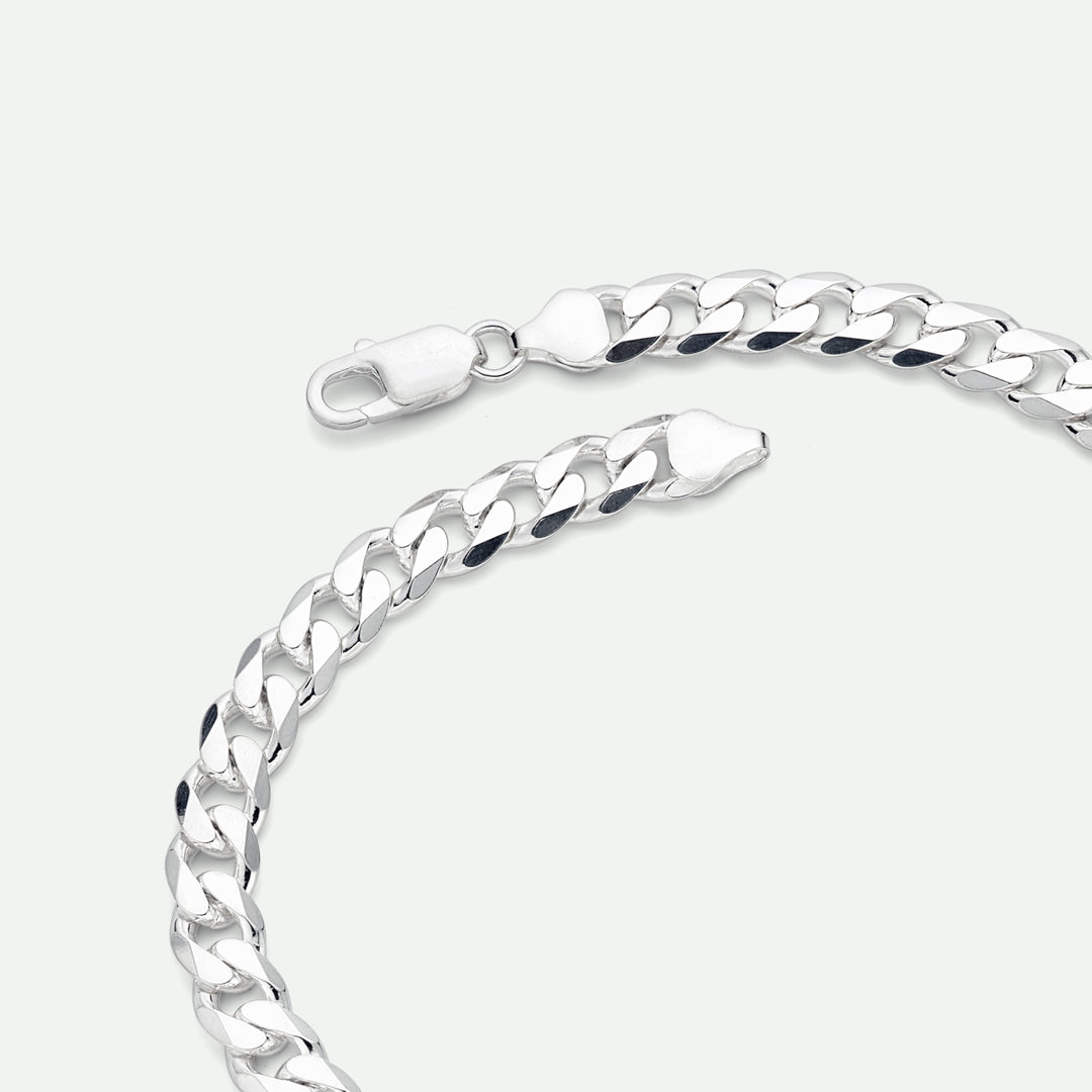 Sterling Silver Curb Chain (8mm) Necklace 22 inch