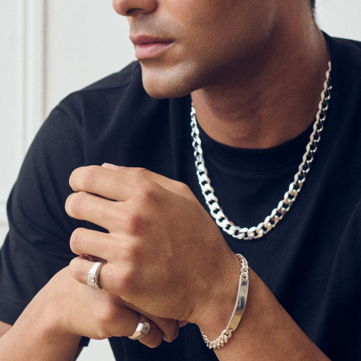 Sterling Silver Curb Chain (11.4mm) Necklace 22 inch