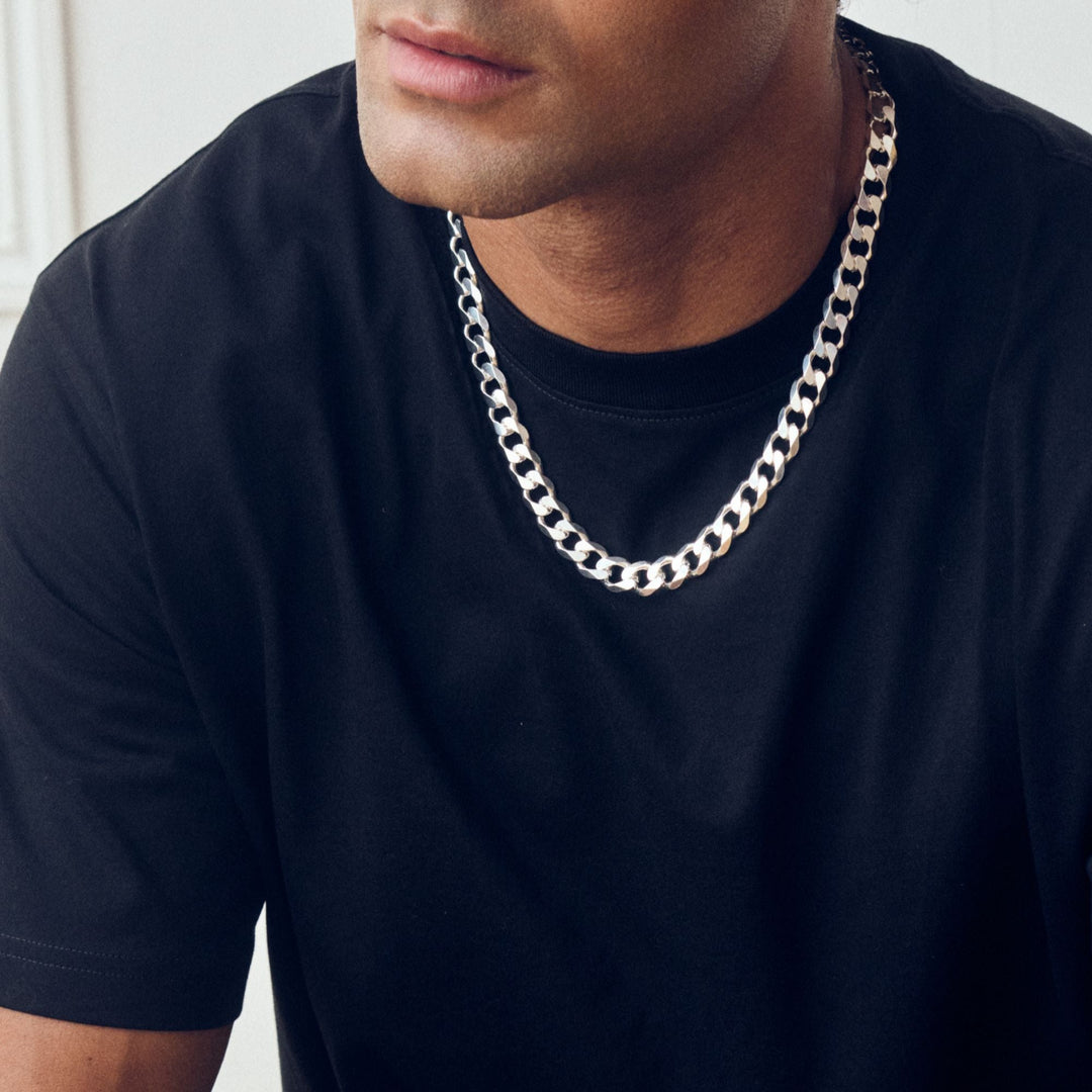 Sterling Silver Curb Chain (11.4mm) Necklace 22 inch