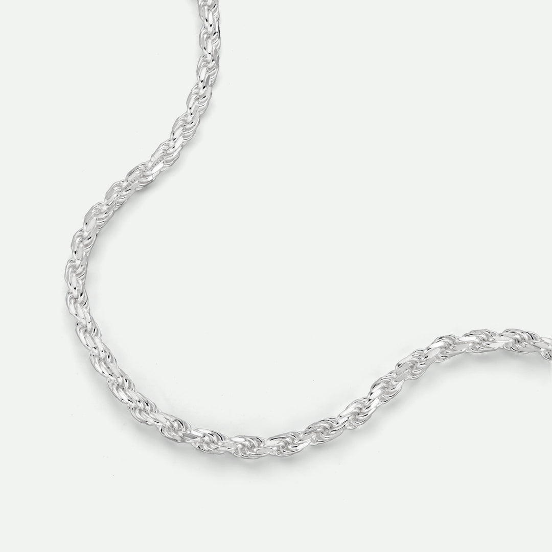 Sterling Silver Rope Chain Necklace 22 inch