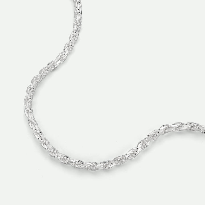 Sterling Silver Rope Chain Necklace 22 inch