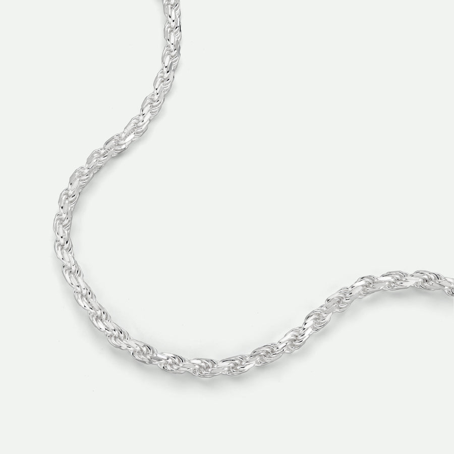 Sterling Silver Rope Chain Necklace 22 inch