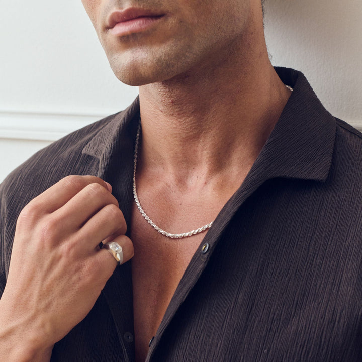 Sterling Silver Rope Chain Necklace 22 inch