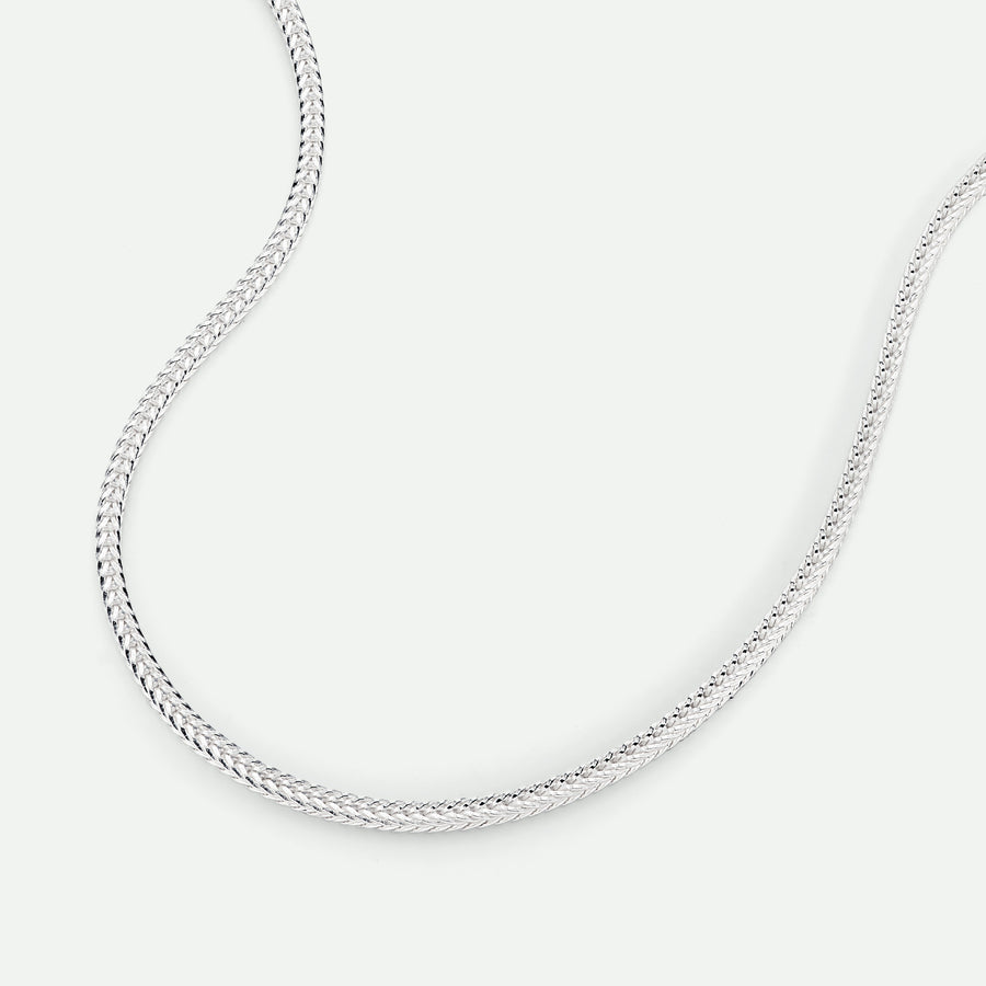 Sterling Silver Fox Tail Chain Necklace 18 inch (16+2")
