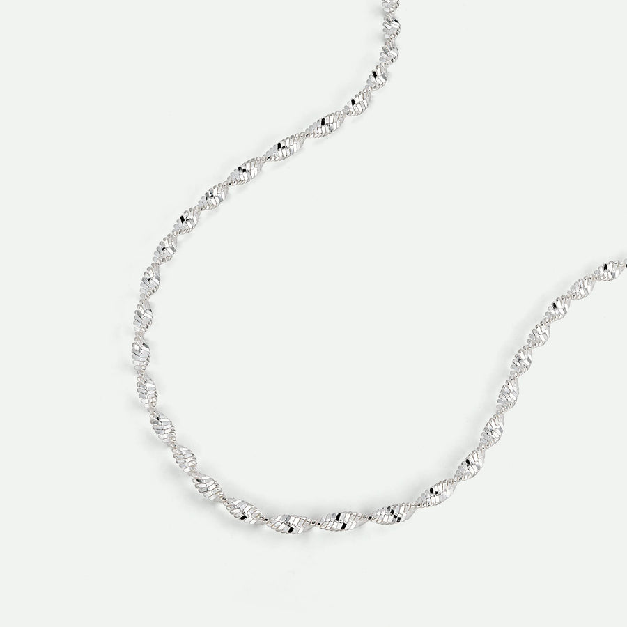 Sterling Silver Singapore Chain Necklace 18 inch