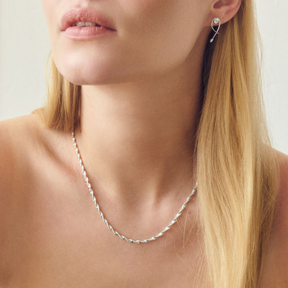 Sterling Silver Singapore Chain Necklace 18 inch