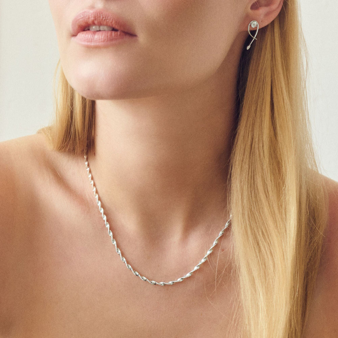 Sterling Silver Singapore Chain Necklace 18 inch