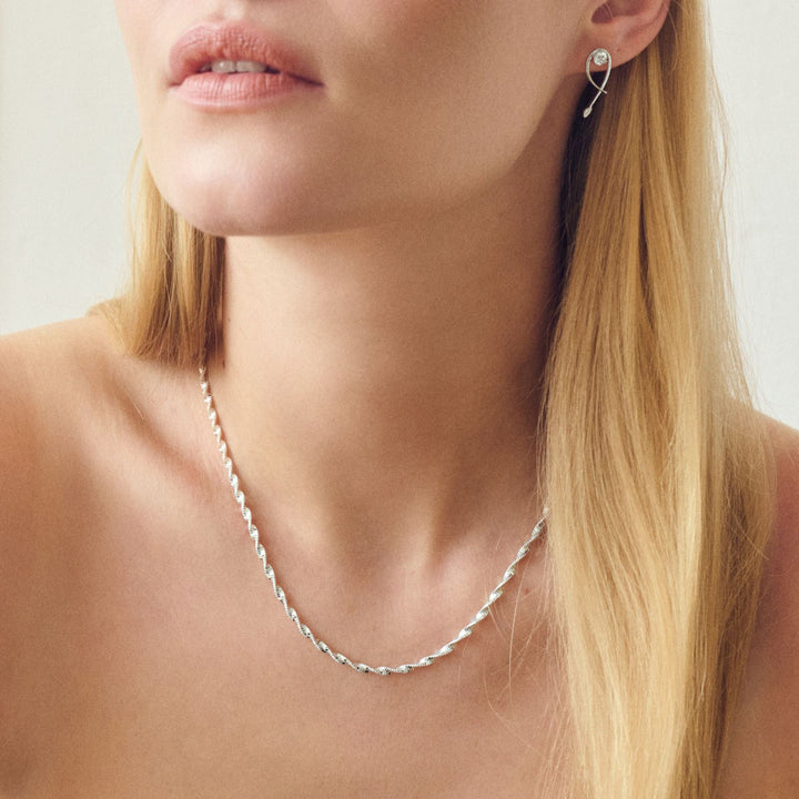 Sterling Silver Singapore Chain Necklace 18 inch