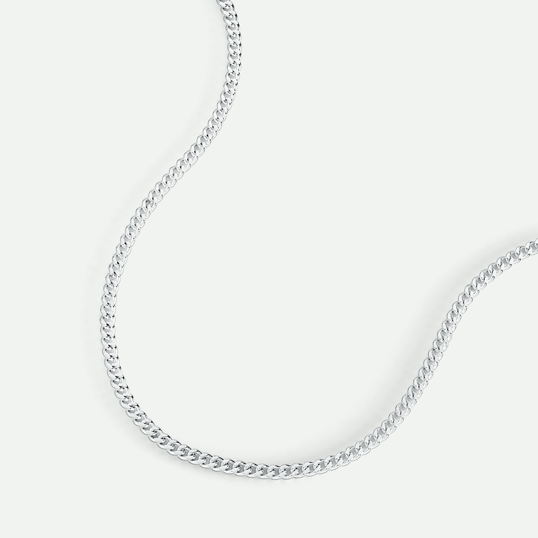 Sterling Silver Curb Chain (2.8mm) Necklace 18 inch