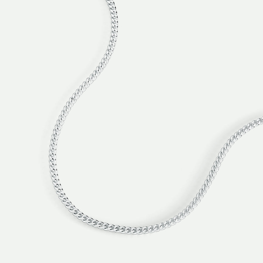 Sterling Silver Curb Chain (2.8mm) Necklace 18 inch