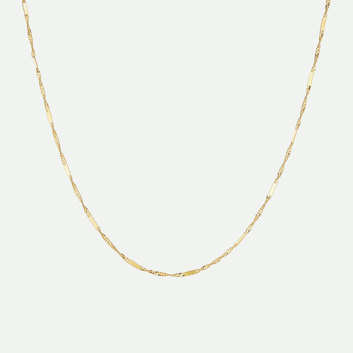 9ct Yellow Gold Solid Singapore Bar Chain Necklace 18 inch