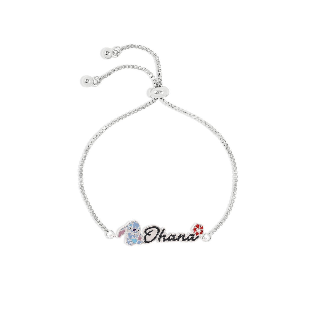 Disney Brass Stitch Ohana Lariat Imitation Rhodium Bracelet BF00662RL.PA