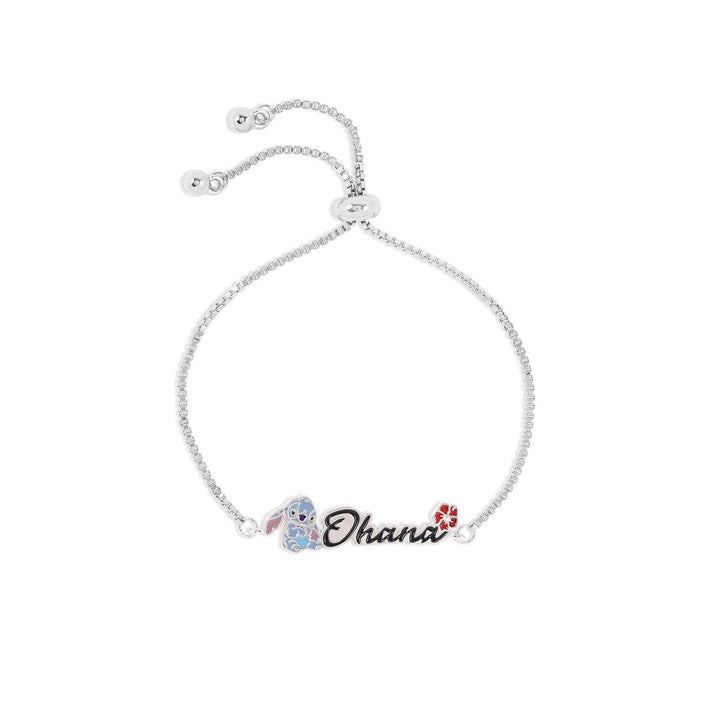 Disney Brass Stitch Ohana Lariat Imitation Rhodium Bracelet BF00662RL.PA