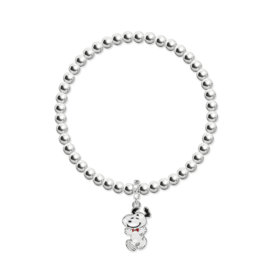 Collectable Peanuts Snoopy Charm Sterling Silver Plated Beaded Bracelet BF00795SRWL PH