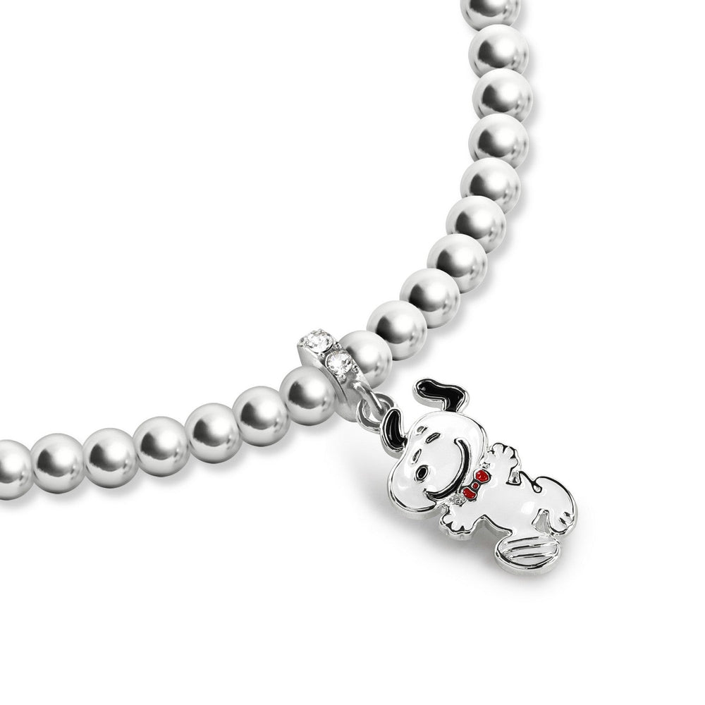 Collectable Peanuts Snoopy Charm Sterling Silver Plated Beaded Bracelet BF00795SRWL PH