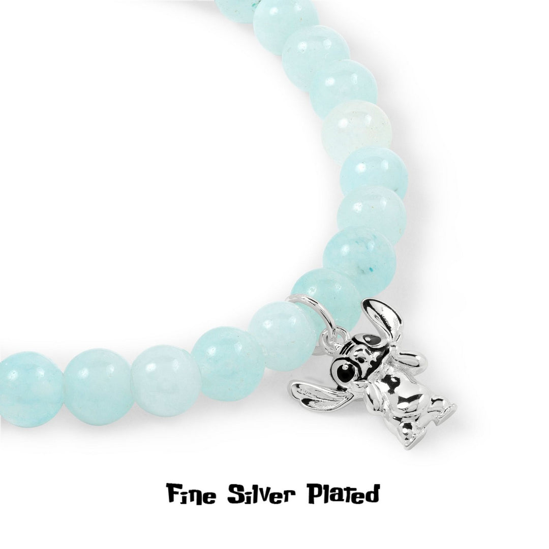 Silver Plated Stitch Light Blue Beads Expander Bracelet BF00833SQGL.PH