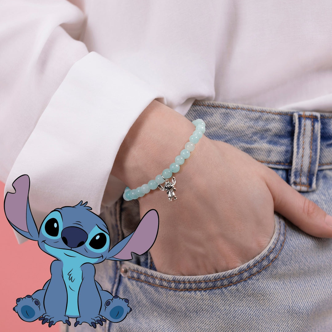 Silver Plated Stitch Light Blue Beads Expander Bracelet BF00833SQGL.PH
