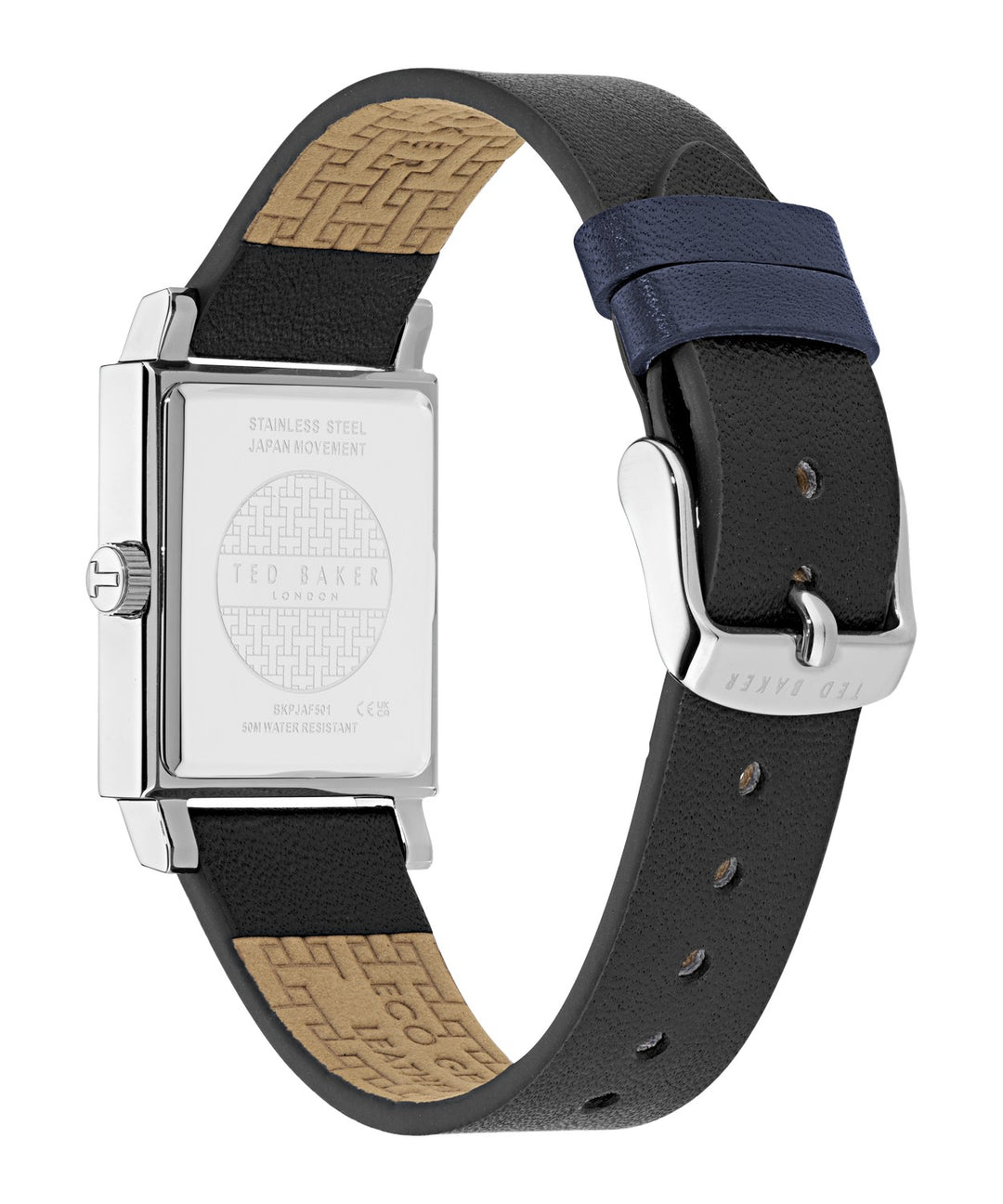 Ted Baker Men’s Timeless 26 mm White Dial Black Leather Watch BKPJAF501