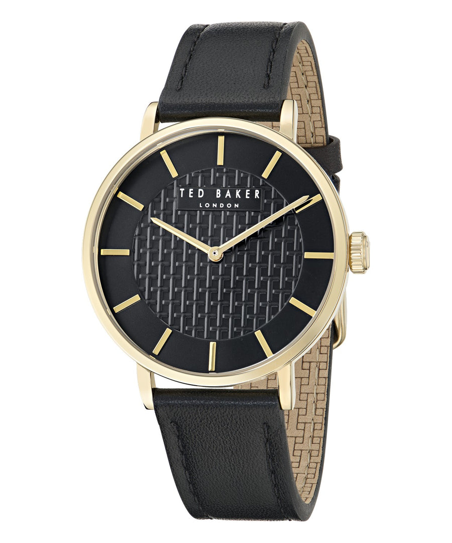 Ted Baker Men’s Timeless 38 mm Black Dial Black Leather Watch BKPSGF501