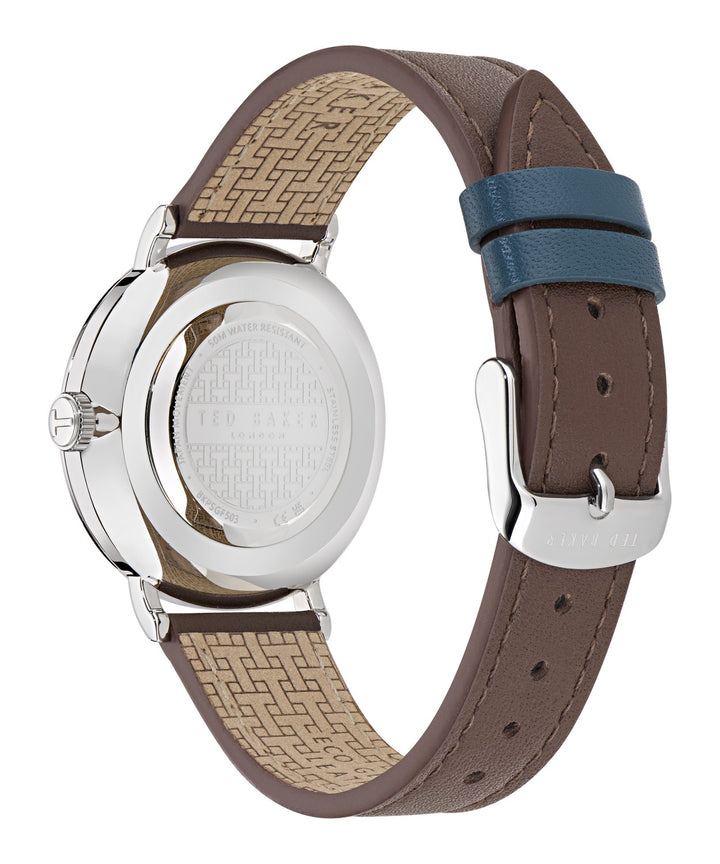 Ted Baker Men’s Timeless 38 mm Beige Dial Leather Watch BKPSGF503