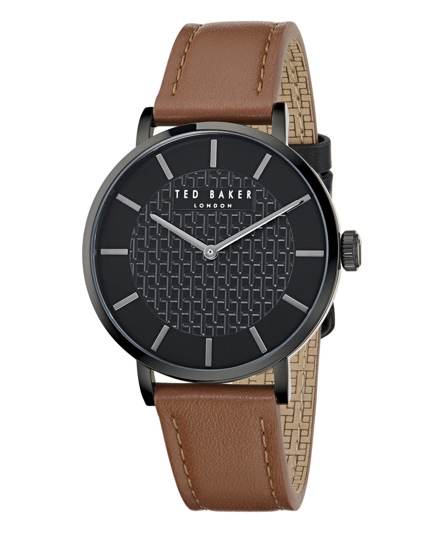 Ted Baker Men’s Timeless 38 mm Black Dial Tan Leather Watch BKPSGF504