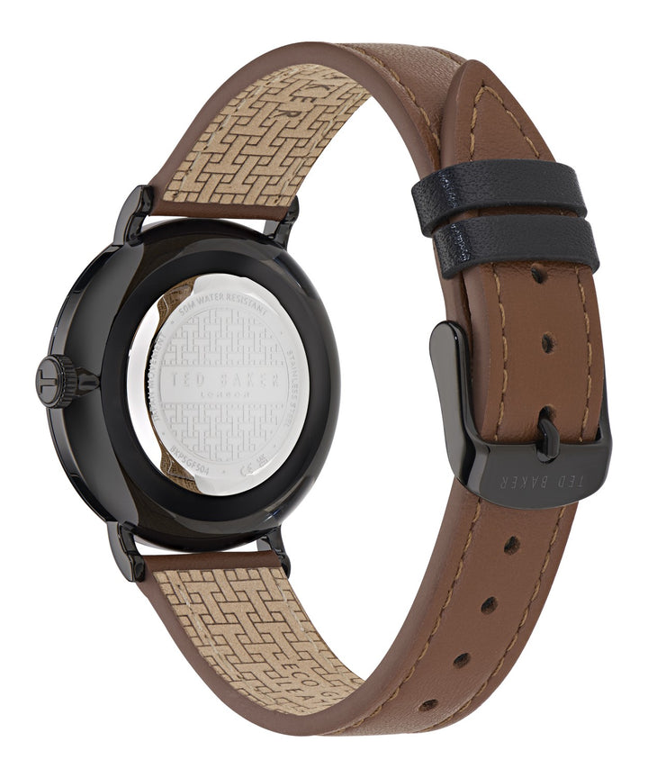 Ted Baker Men’s Timeless 38 mm Black Dial Tan Leather Watch BKPSGF504