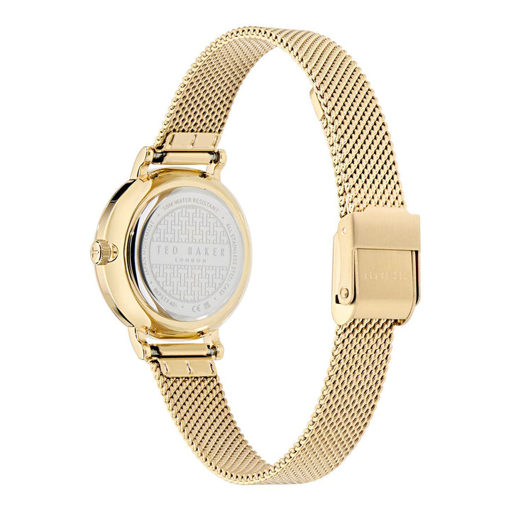 Ted Baker Women’s Staciie 28 mm Mother-of-Pearl Gold Mesh Watch BKPSTF405