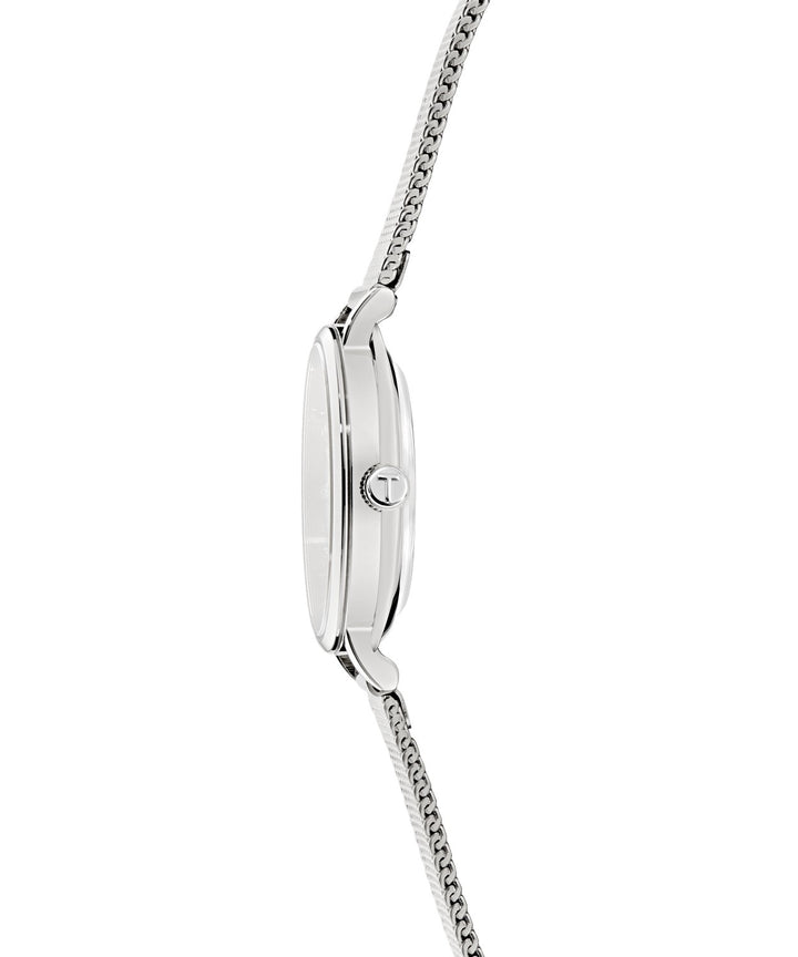 Ted Baker Women’s Staciie 28 mm Mother-of-Pearl Silver Mesh Watch BKPSTF406