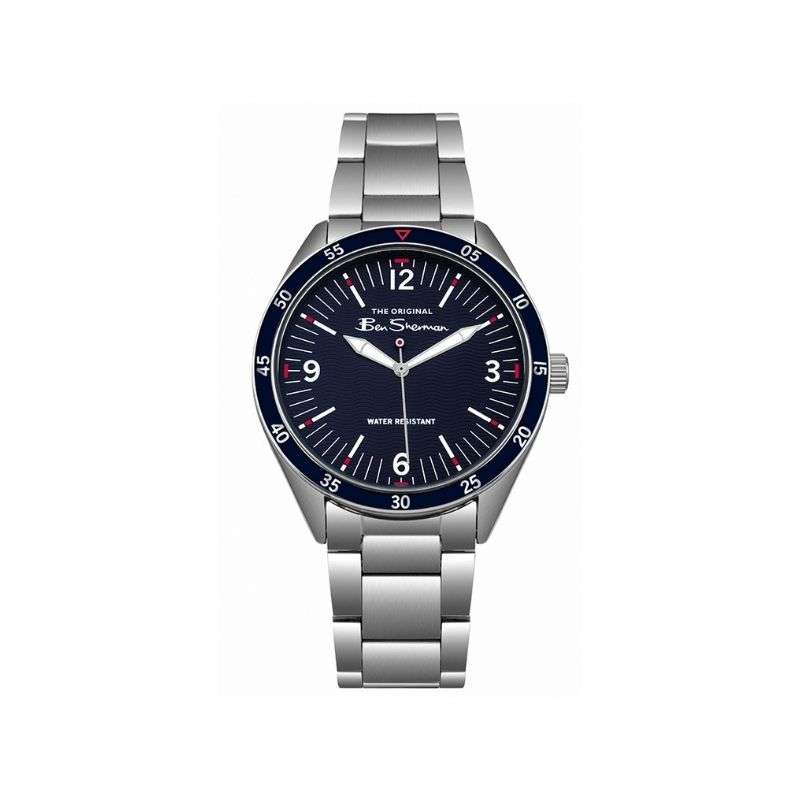 Ben Sherman Silver Stainless Steel Bracelet Watch Blue Dial  Gents Watch BS007USM