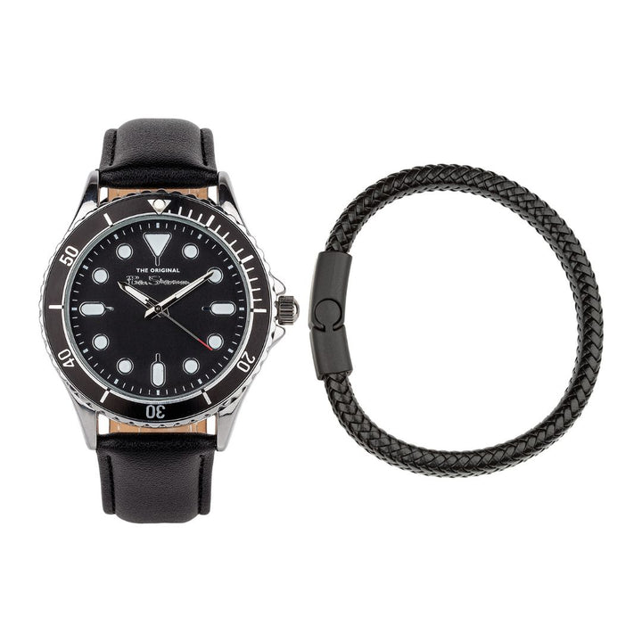 Ben Sherman Black Strap Watch Black Dial Black Bracelet Gift Set BS089BG