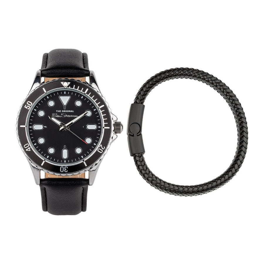 Ben Sherman Black Strap Watch Black Dial Black Bracelet Gift Set BS089BG