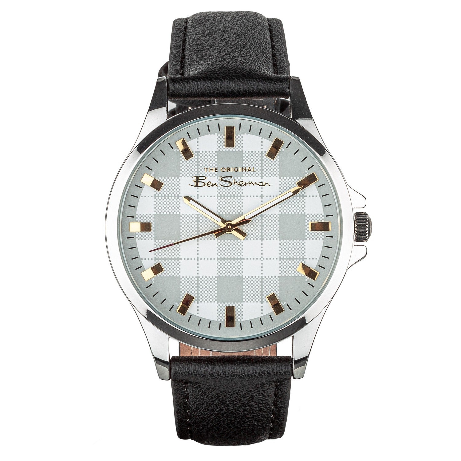 Ben Sherman Black Strap White Check Dial Gents Watch BS092B