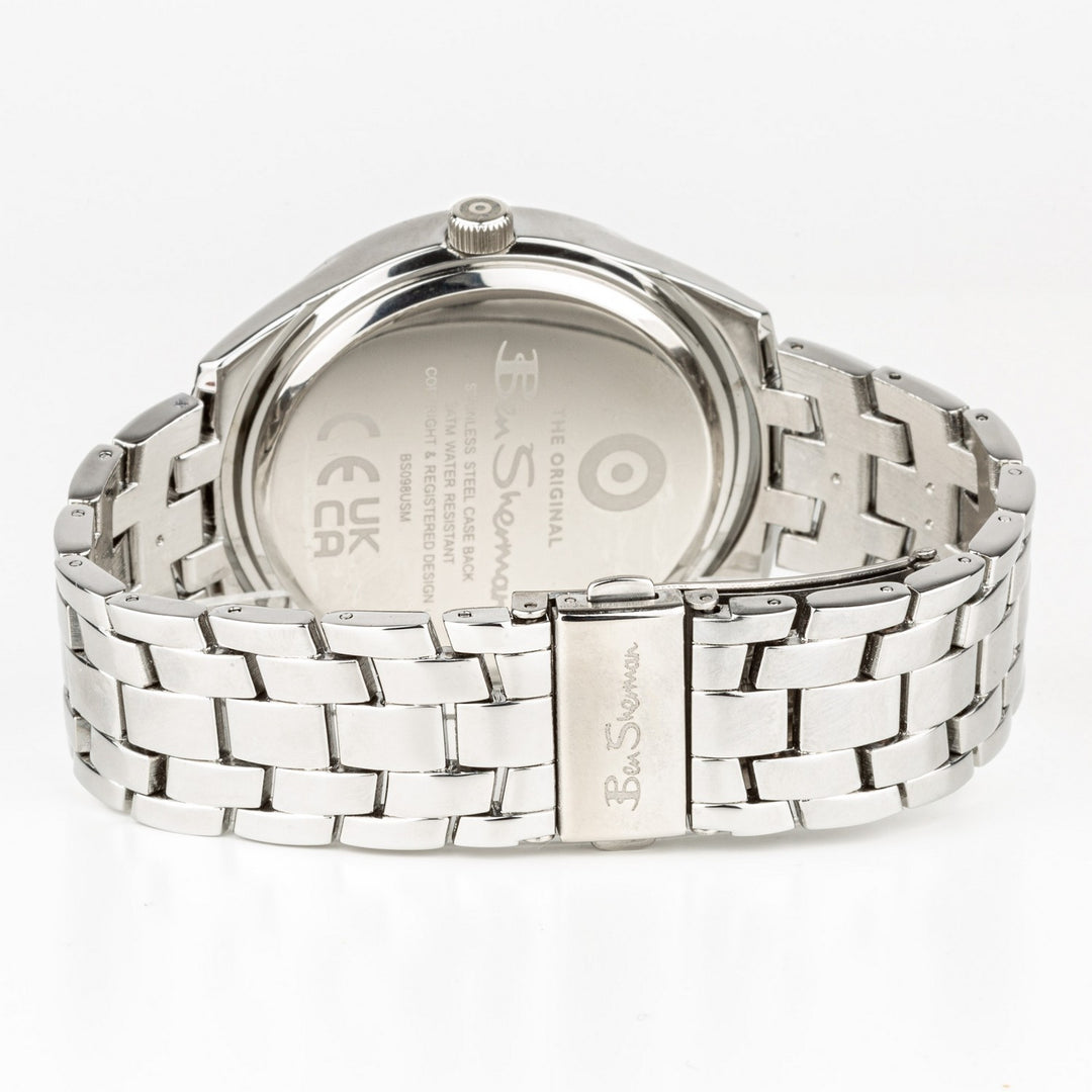 Ben Sherman Silver Bracelet Navy Sunray Dial Gents Watch BS098USM