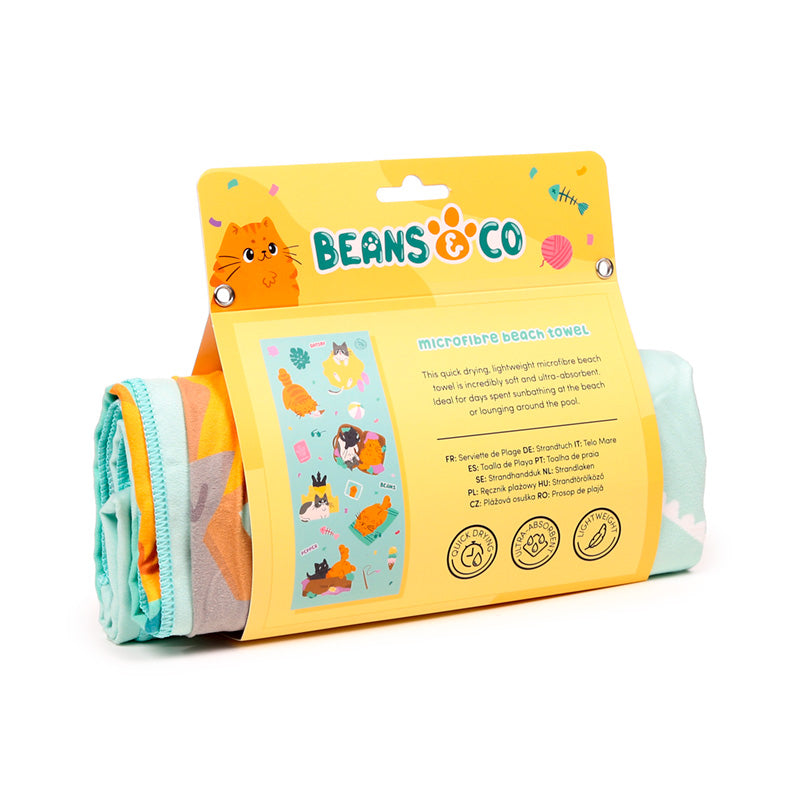 Beans & Co Cats Microfibre Beach Towel BTOW11