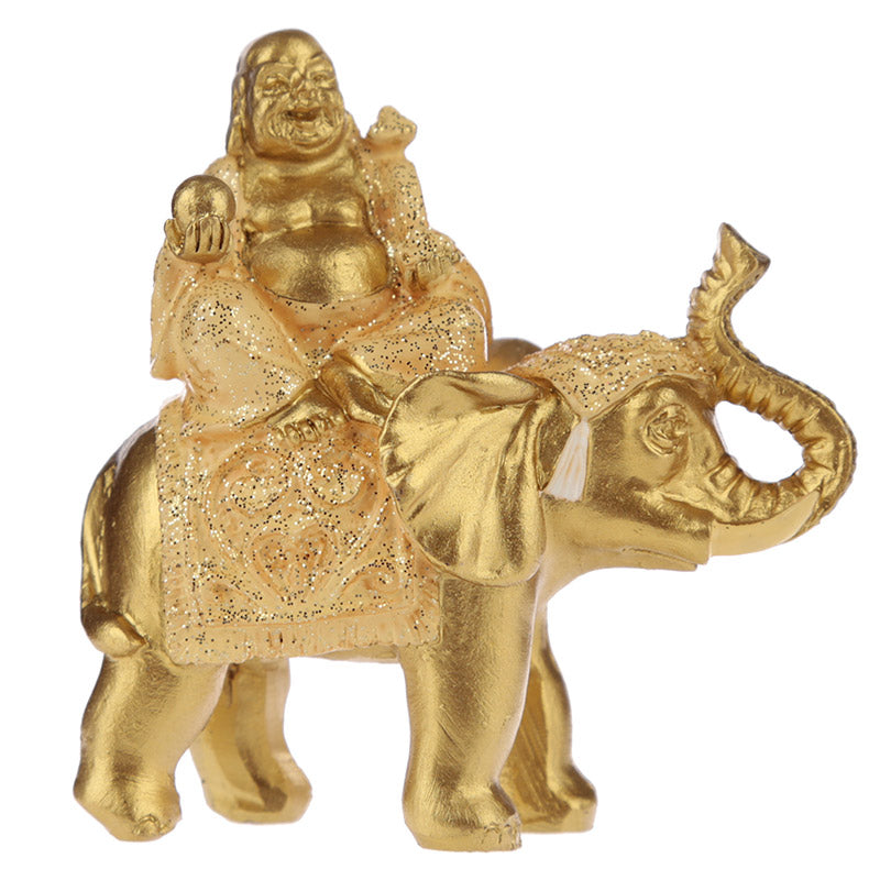 Lucky Buddha Sitting on Glitter Elephant BUD316