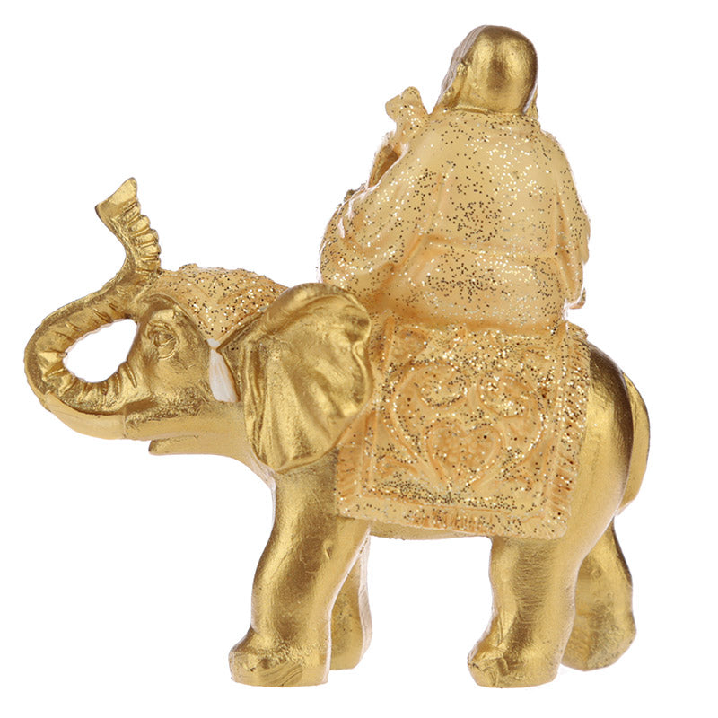 Lucky Buddha Sitting on Glitter Elephant BUD316