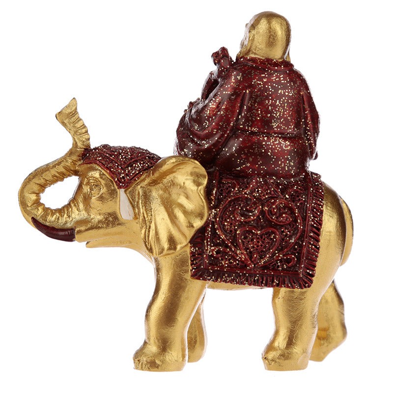 Lucky Buddha Sitting on Glitter Elephant BUD316