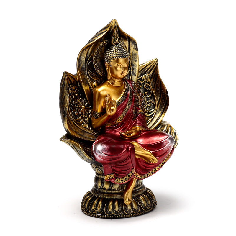 Red & Gold Thai Buddha Seated Lotus BUD386