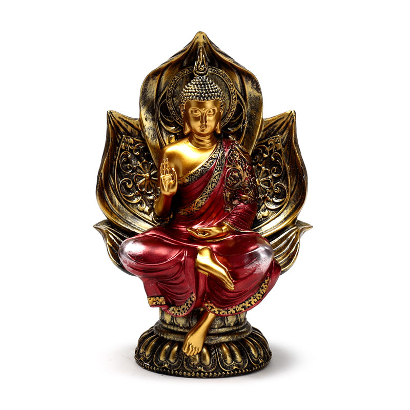 Red & Gold Thai Buddha Seated Lotus BUD386